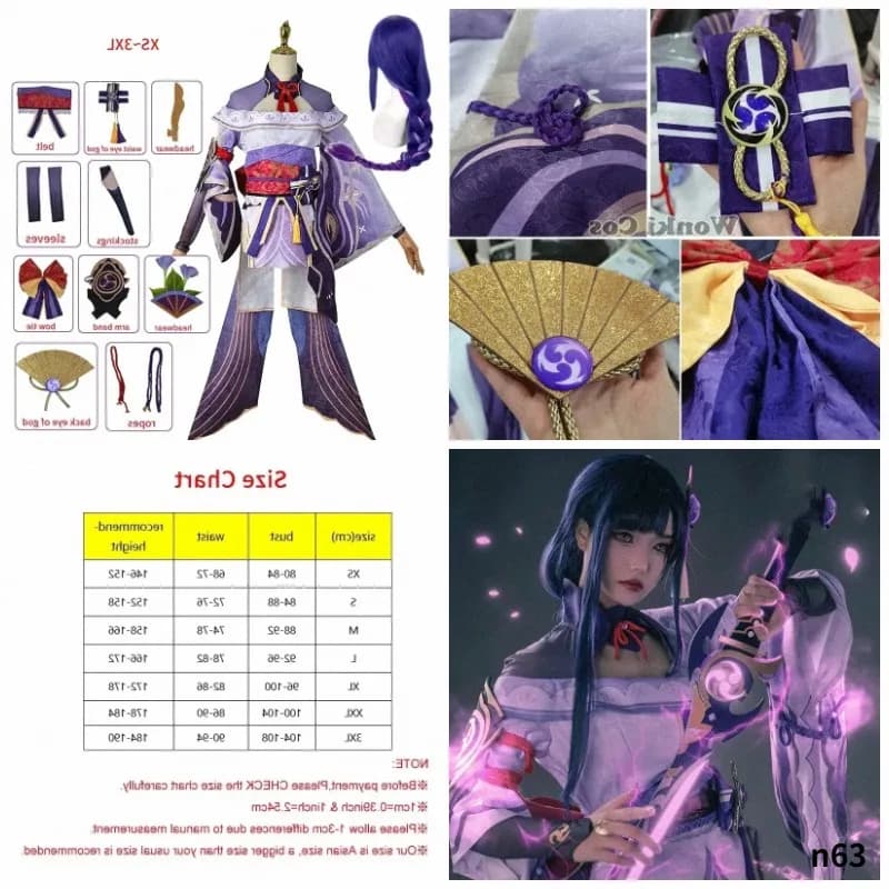 Raiden Shogun Cosplay Costume Wig Game Impact Baal Shougun Full Set Carnival Costumes QLNEA