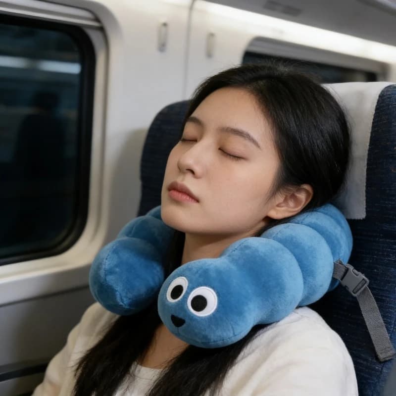 Cuscino a U Creativo a Forma di Cartone Animato, Morbido e Confortevole, Supporto Portatile per il Collo, Ideale per Riposini in Ufficio, Viaggi in Aereo, Ausilio Divertente per il Riposo