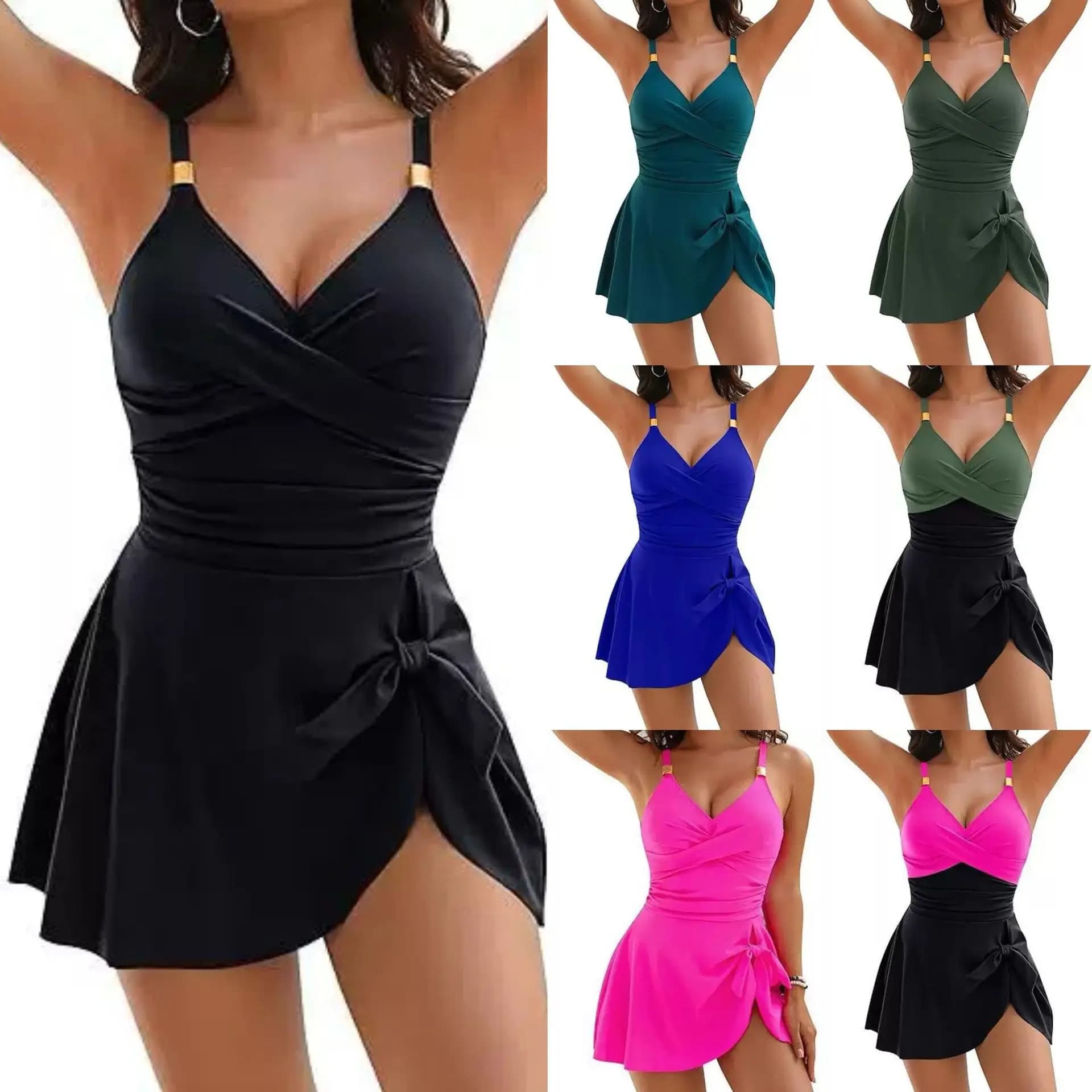 Nuovo Costume da Bagno Intero da Donna 2026, Sexy e Modellante, con Controllo Pancia, Arricciato e Incrociato, Elastico e Confortevole, per la Spiaggia
