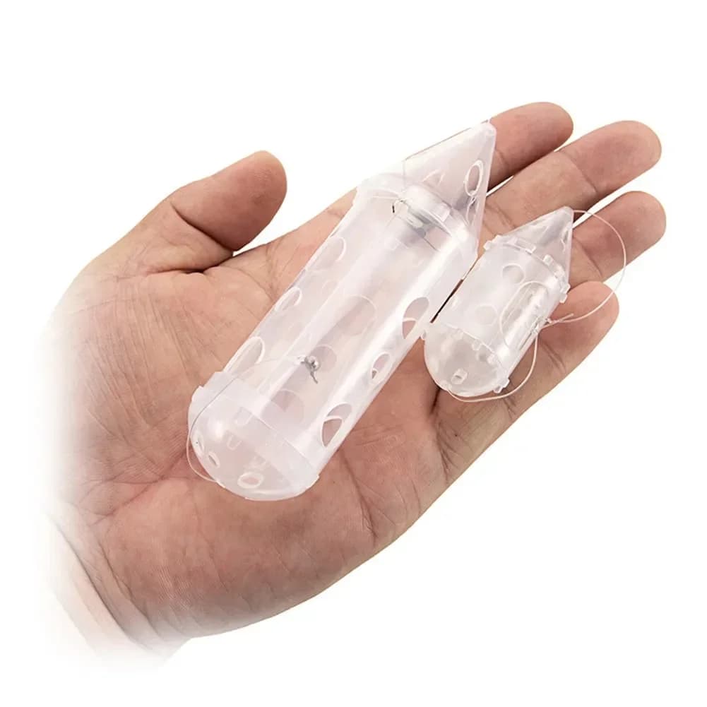1PC Esca Gabbia Trappola Da Pesca Cestino Feeder Holder Catcher Tappo Trasparente Swim Feeders Per Carpa Partita Attrezzatura Da Pesca larve Feeder