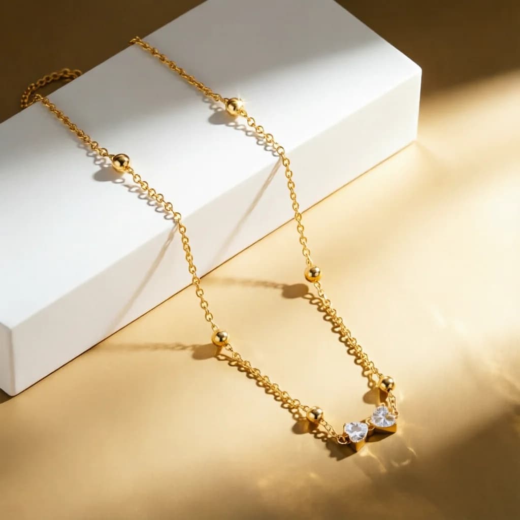 1pc Heart Bow Cubic Zirconia Necklace Stainless Steel Simple Elegant Jewelry French Minimal Vintage Versatile Clavicle Chain
