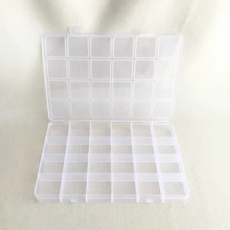 Nuova Scatola di Stoccaggio in Plastica Trasparente con 24 Scomparti, Contenitore Espositore per Gioielli, Orecchini, Perline e Viti