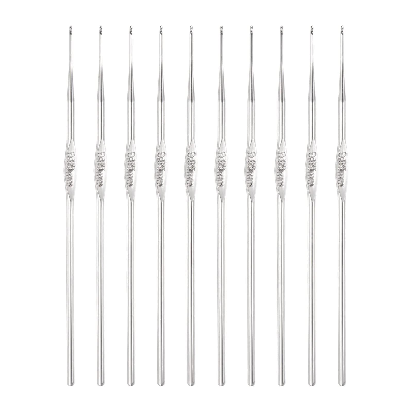 10 pezzi uncinetto in acciaio inossidabile 0,5 mm-3 mm ferri da maglia uncinetto dritto per strumenti per cucire tessuto fai da te filato artigianale