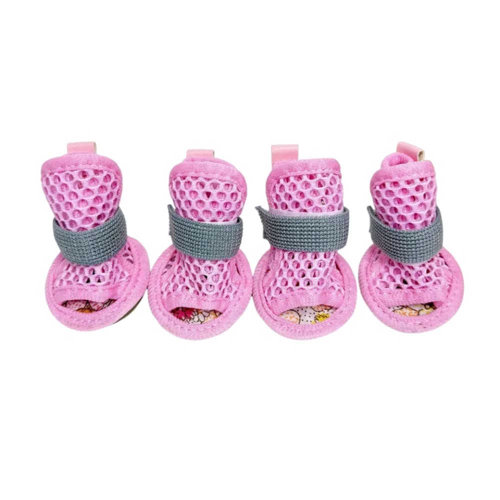 Set di 4 Scarpe Antiscivolo per Cani, Sandali Regolabili Impermeabili e Traspiranti, Suola Morbida Resistente all'Usura, Protezione per Zampe di Cani