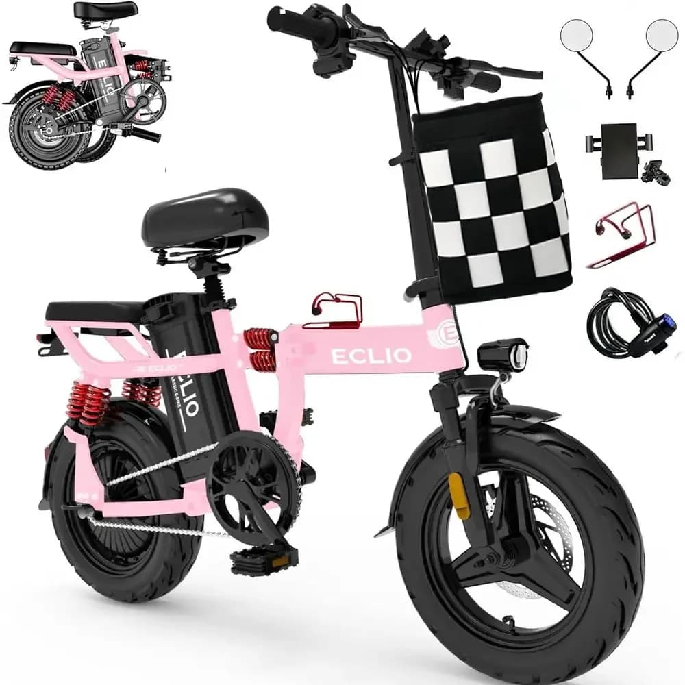 Bicicletta Elettrica da 800W di Potenza Massima, 25MPH, Batteria 48V 14Ah, Autonomia di 55 Miglia, Ruote da 14'', Adatta per Adulti, Uomini, Donne, Adolescenti