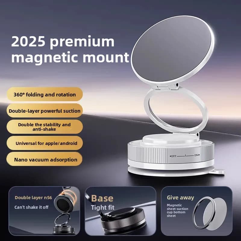 Vacuum Suction Nano Gel Magnetic Car Phone Holder Anti-Shake Dashboard Mount with 360° Rotation Universal New Cell Phone