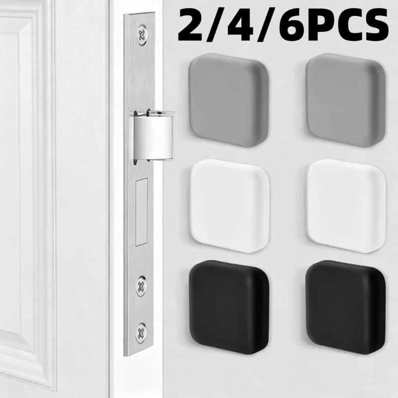 2/4/6 Pezzi Tappi per Porta in Silicone, Protezione Murale Silenziosa Quadrata Anti-Collisione, Ammortizzatore Posteriore per Porta, Protezione Silenziosa