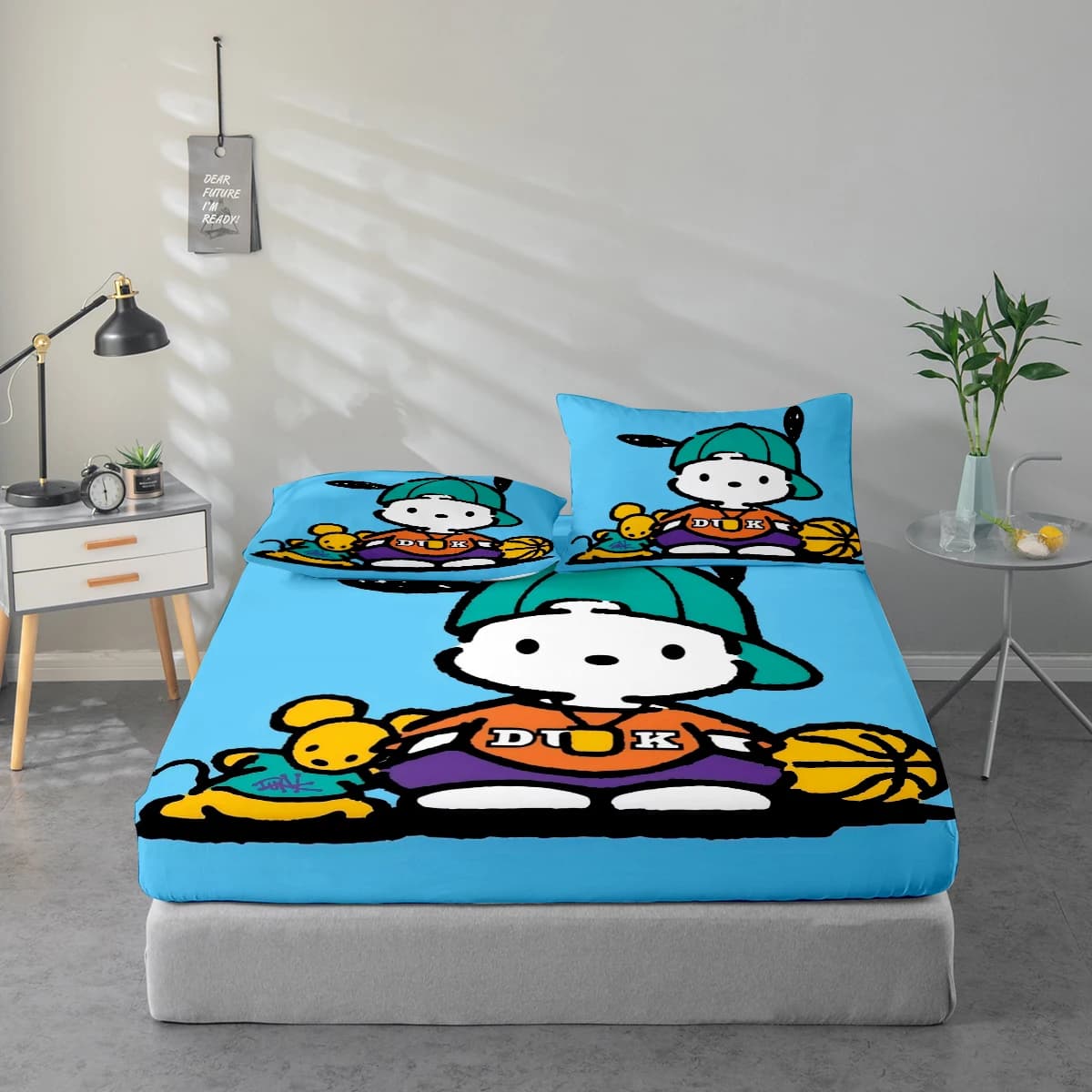 Set di lenzuola stampate digitalmente ad alta definizione in 3 pezzi, set di lenzuola con motivo Pacha Dog, set di lenzuola con stampa floreale di grandi dimensioni, include 1 lenzuolo con angoli + 1/2 federa, adatto per camera da letto, camera degli ospiti, decorazioni per la casa, lenzuolo con angoli in fibra di poliestere + federa, biancheria da letto ultra morbida, tessuto spesso ultra morbido, confortevole per tutte le stagioni, lavabile in lavatrice