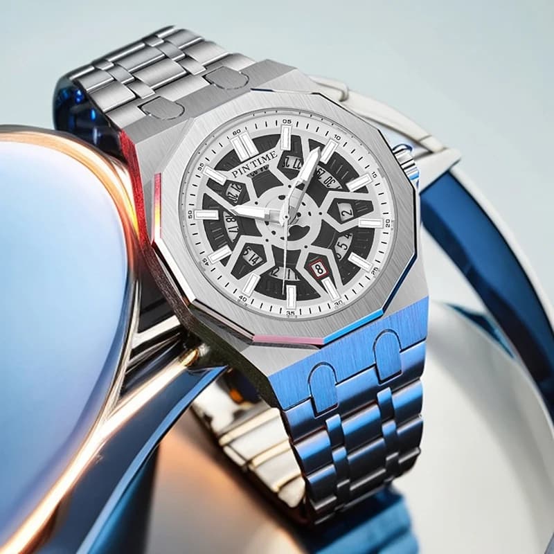 Orologio da uomo di lusso Creativo stile meccanico al quarzo impermeabile luminoso data cronografo da uomo orologio da polso sportivo orologi da uomo Reloj