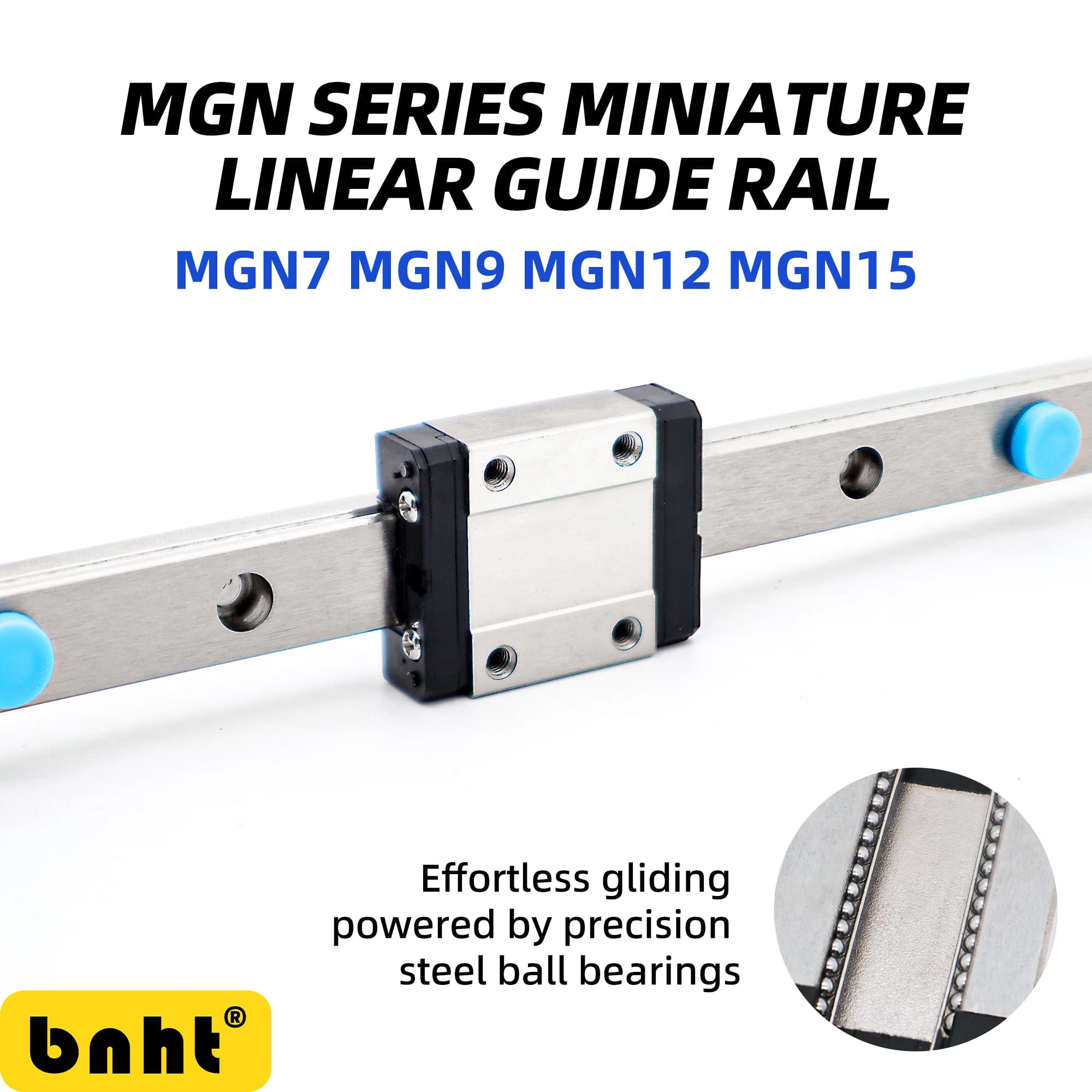 Guida Lineare Miniaturizzata Serie MGN – MGN7 / MGN9 / MGN12 / MGN15 C&H | Tipo Stretto con Slitta Lineare a Carrello Singolo per CNC, Stampanti 3D, Automazione