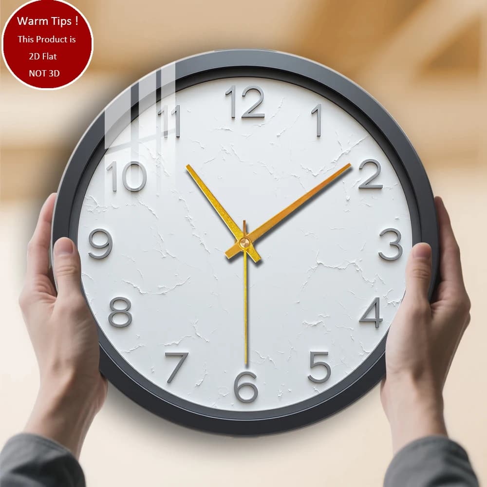Tempered glass wall clock with black frame, white dial with numbers, suitable for wall decorations or table displays everywhere