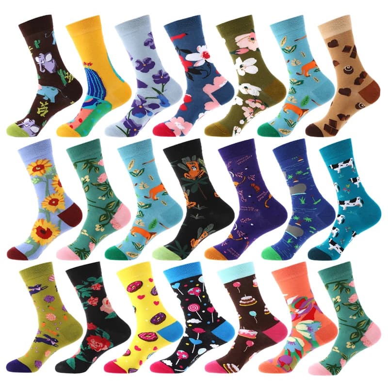 Calzini da donna colorati alla moda Simpatico animale Mucca Giraffa Leone Calza Calzini con fiori di cartone animato Calzini divertenti creativi ClassicCandy