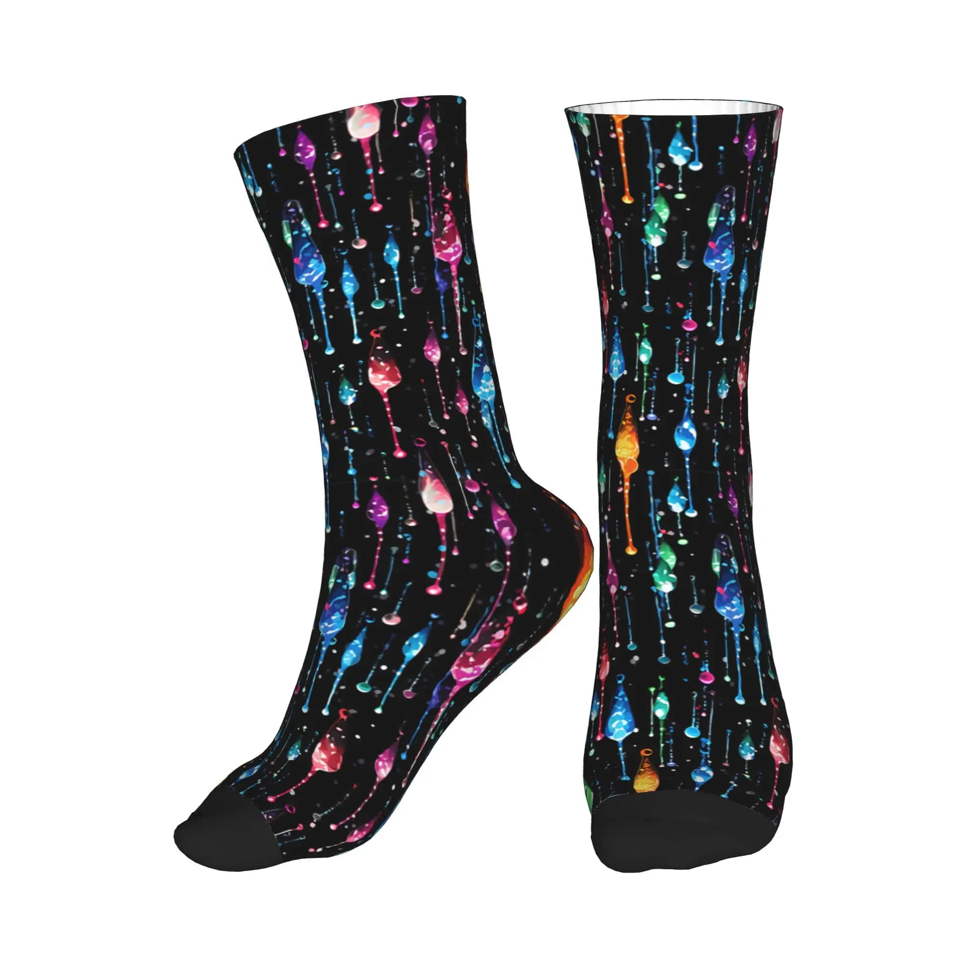 Dripping Rainbow Liquid Pattern Dress Socks Men's Women's Warm Fashion Novelty Crew Socks