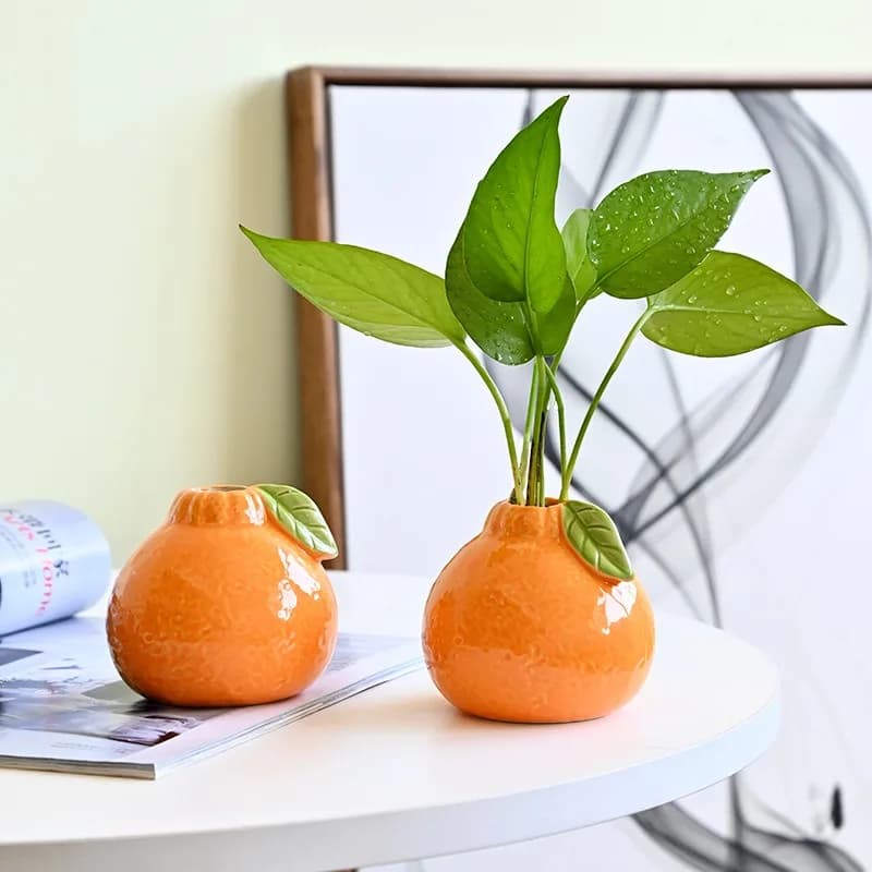 Vaso per Fiori a Forma di Arancia, Vaso in Plastica per Propagazione, Vaso Artistico da Tavolo, Decorazione da Tavolo, Centrotavola, Decorazione per la Casa