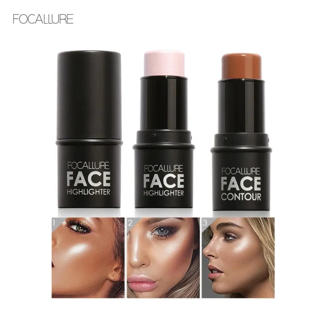 Focallure 4 Colori Highlighter Stick Texture Setosa Viso Contorno Bastone Naturale Illuminare Trucco Bronzer Evidenziare Ombreggiato Bar