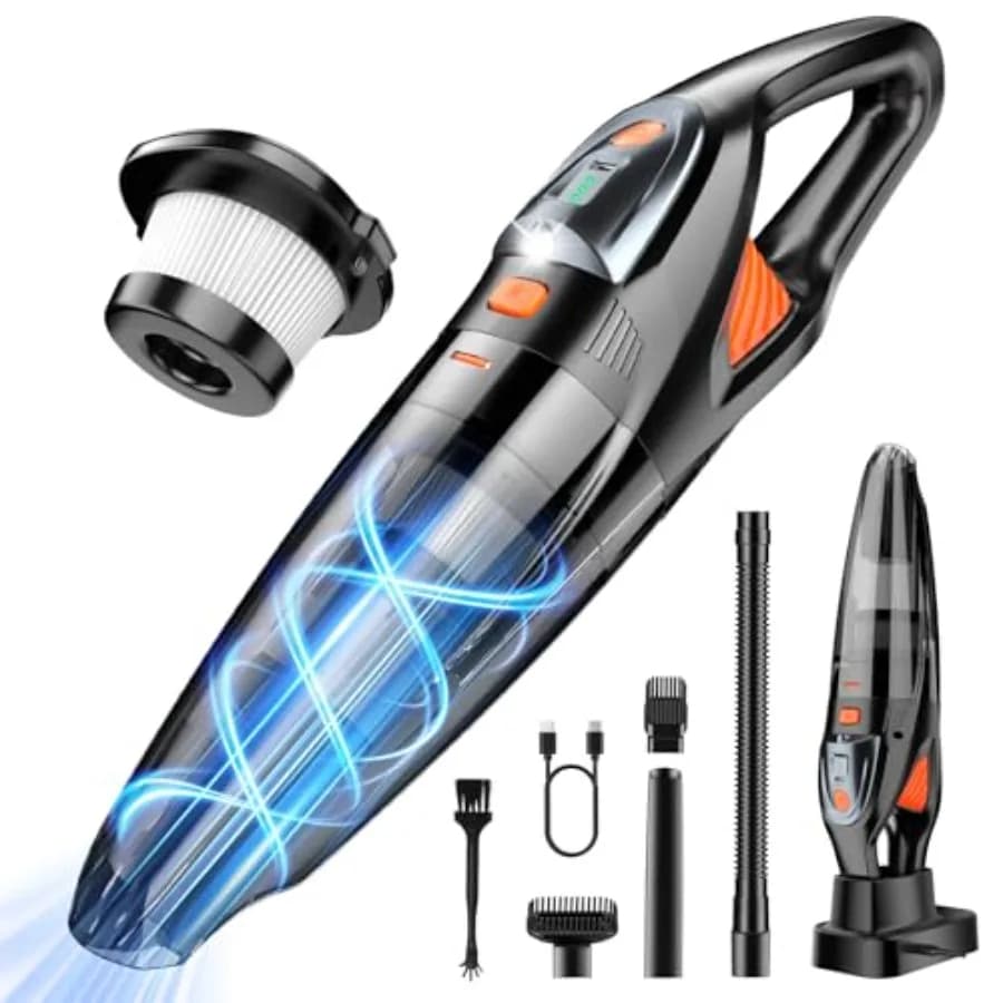 Aspirapolvere Portatile Senza Fili 25000PA Potente Aspirazione Aspirapolvere per Auto 3 in 1 Ricaricabile 8000mAh con Luce LED