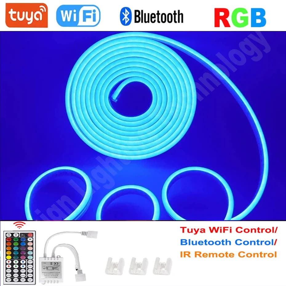 1m-10m RGB LED Neon Strip corda luci DC 12V 5050 Neon Sign 120Leds/m impermeabile nastro flessibile decorazione per l'illuminazione domestica