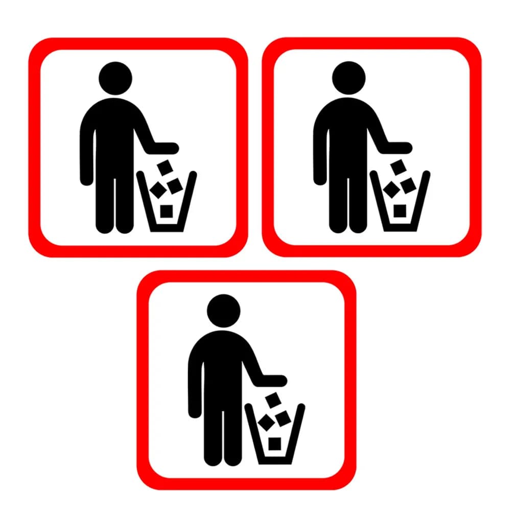 3 Adesivi Murali per Bidoni della Spazzatura in PVC, Decorazioni per Segnali di Rifiuti, Facili da Staccare, Senza Residui, per Superfici Lisce