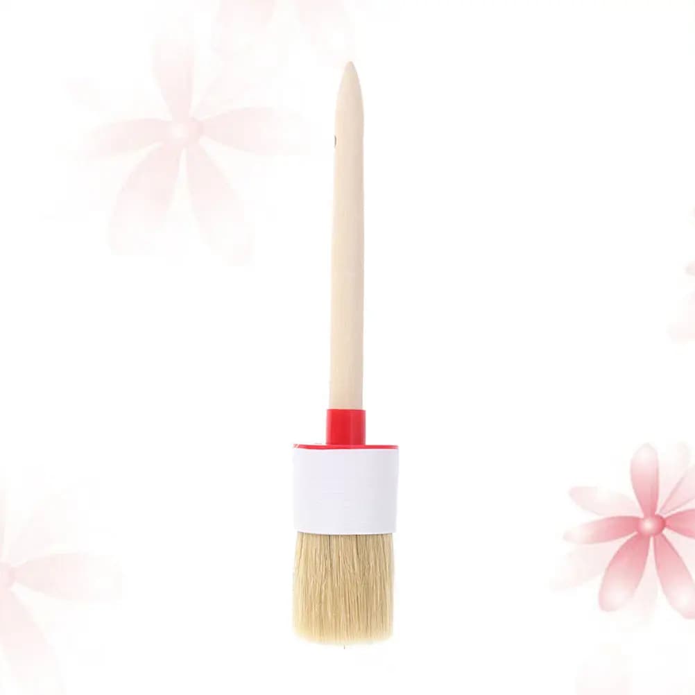 Pennello Rotondo con Setole e Manico in Legno per Pittura a Olio, Acrilico, Gouache, Acquerello, Pulizia BBQ, Portatile