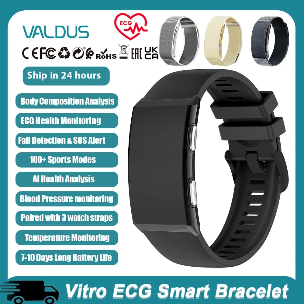 VALDUS 2026 New VITRO SENZA Screen Smart Bracelet ECG SOS Cardiaca Blood Pressure Cardiaca Sport Fitness Waterproof Screenless Smartwatch