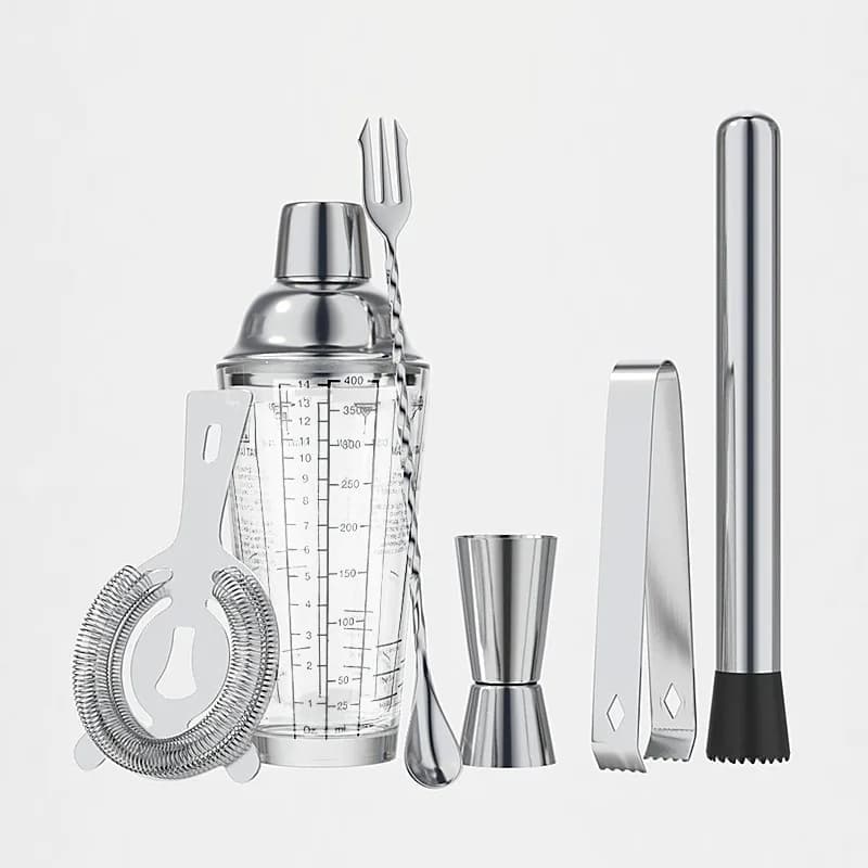 Set di bicchieri da neve in acciaio JC, shaker con bilancia per barman, bar per cocktail, strumenti, dispositivo per misurare il vino, bastoncino per mescolare, set completo