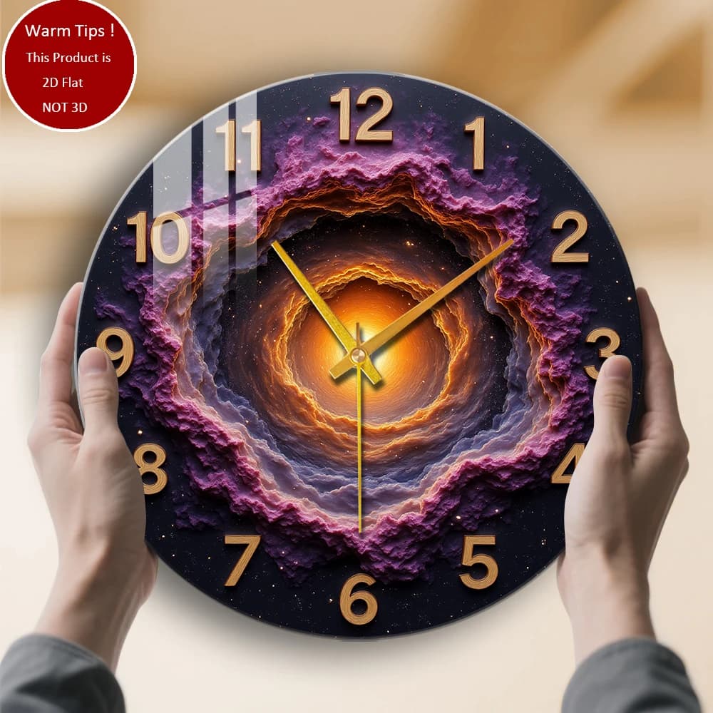 Tempered glass wall clock, cosmic vortex watch design, suitable for home room wall decoration or table display anywhere