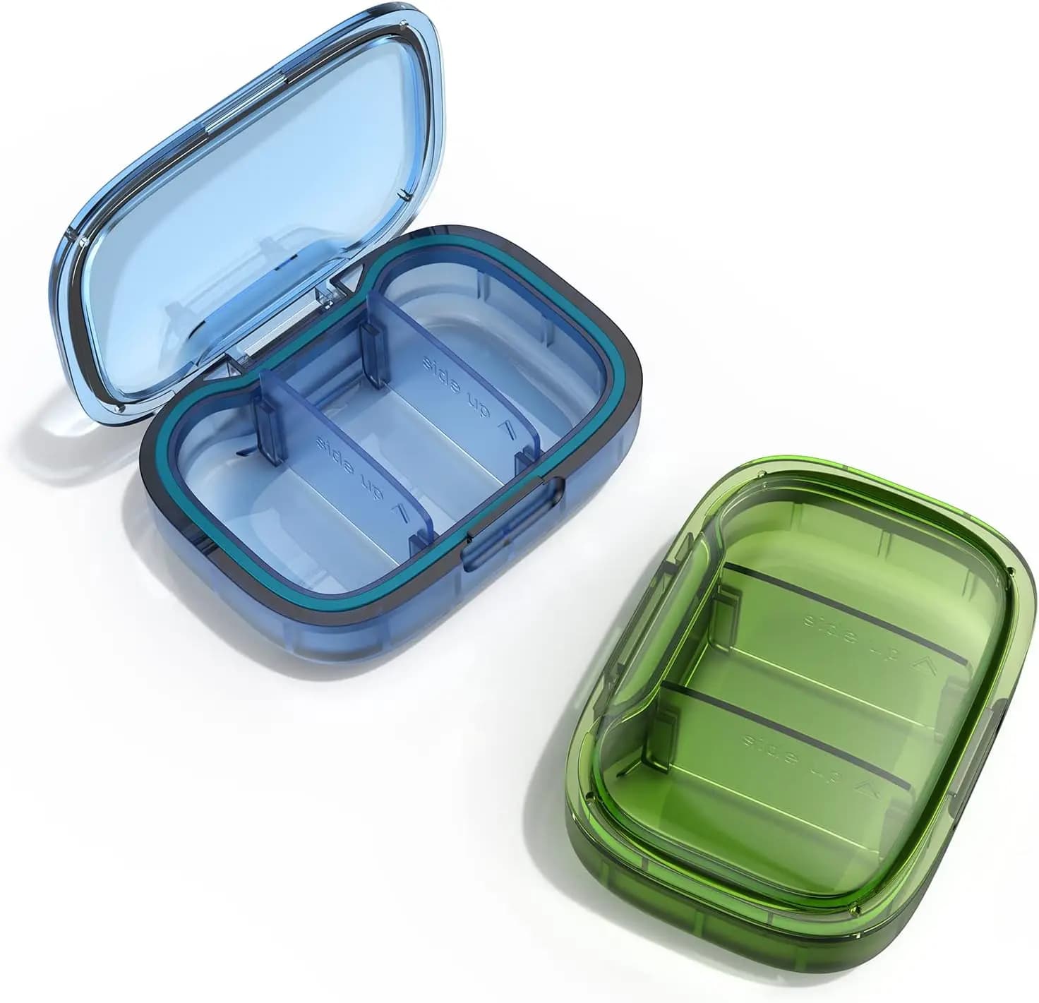 Confezione da 2 Portapillole da Viaggio a 3 Scomparti, Organizzatore di Medicinali Impermeabile per Tasca e Borsetta, Contenitore Portatile per Vitamine