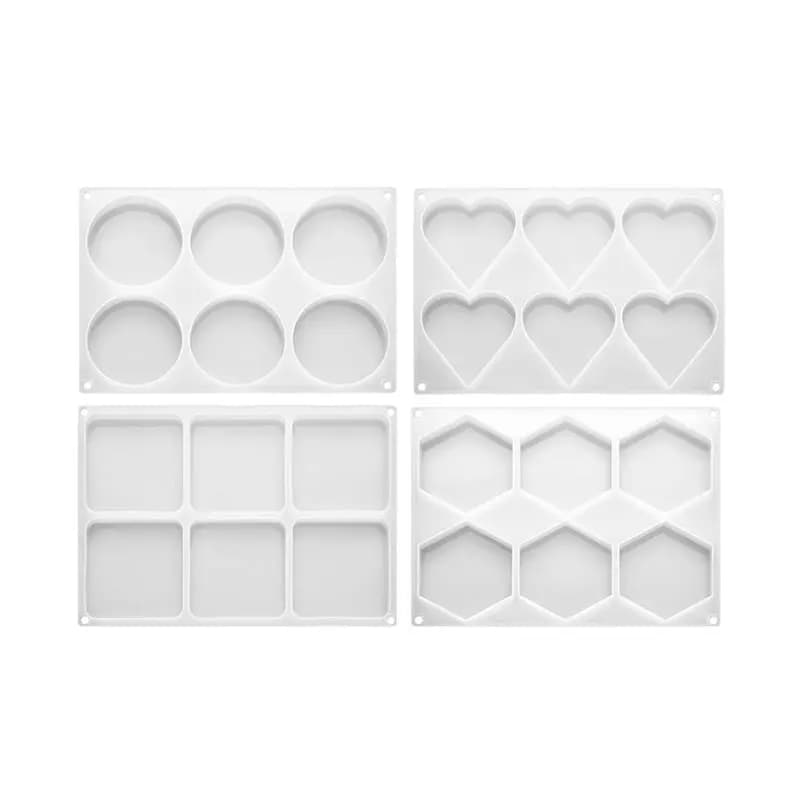 [ABFI!】 Resin Molds For DIY Epoxy Art Crafts- 24-Cavity Extra Deep Silicone Coaster Molds Set, 4-Inch Round Square Heart Hexagon