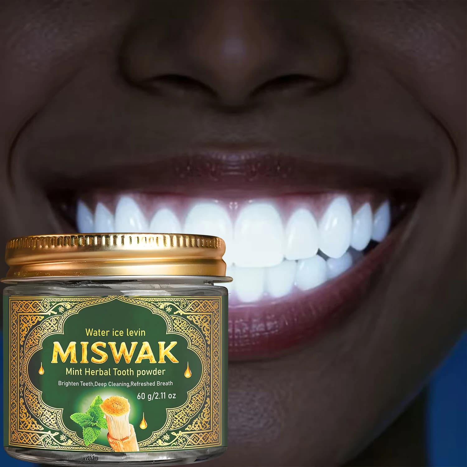 Polvere Dentifricia al Carbone Attivo per Sbiancamento Denti, Pulizia Profonda e Alito Fresco, Polvere Dentifricia Naturale alle Erbe alla Menta 60g