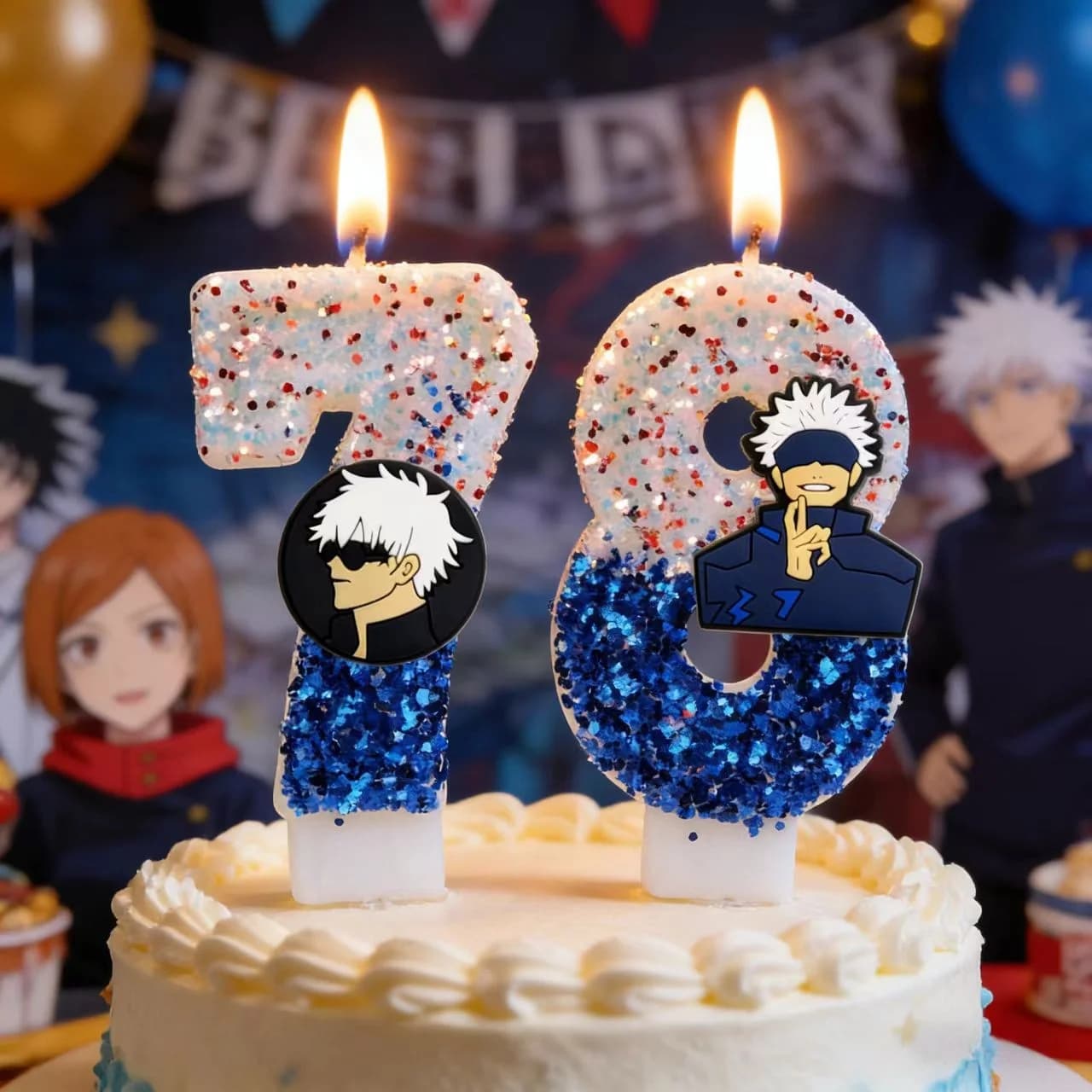 Candele a Tema Jujutsu Kaisen con Numeri da 0 a 9, Decorazione per Torte di Compleanno, Topper per Torte, Regali per Baby Shower