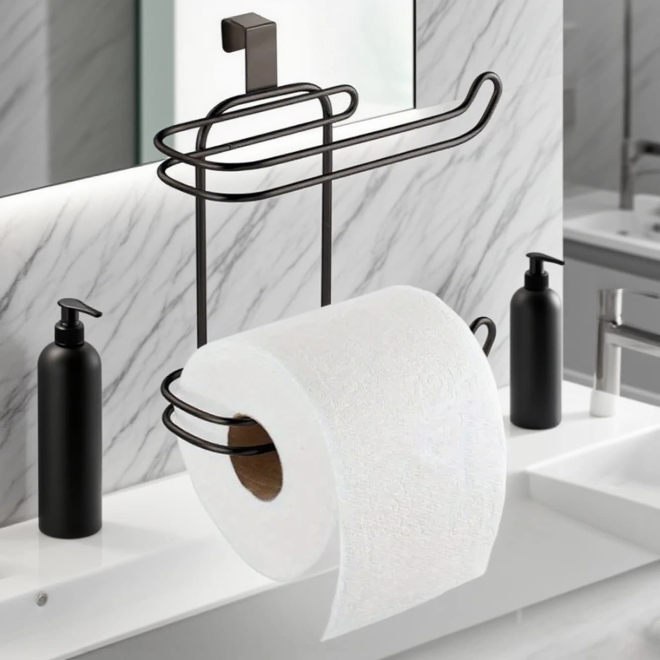 Portarotolo per carta igienica a 2 strati, portarotolo per riporre il bagno, porta sospesa, porta asciugamani, cassetto, ganci posteriori, appendiabiti da cucina