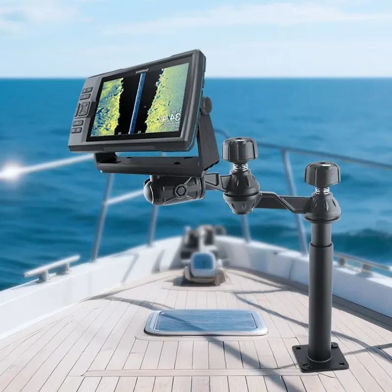 Staffa per testa a sfera con colonna telescopica a braccio oscillante antifurto compatibile con Lawrence Garmin Thunder Fish Finder con braccio oscillante bloccato