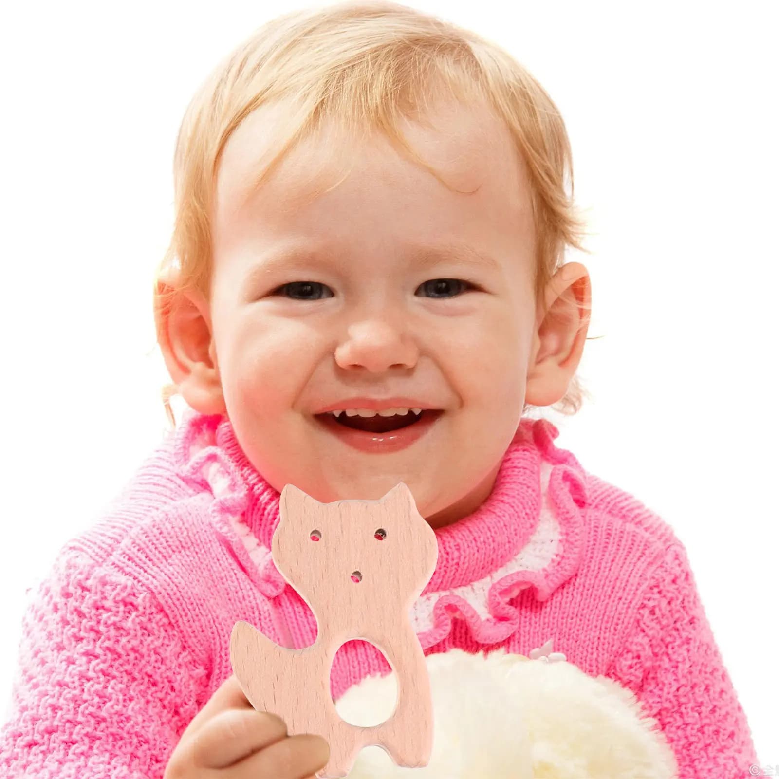 4 Pezzi Massaggiagengive in Legno a Forma di Animale Cartone Animato per Neonati, Strumento Lenitivo per la Dentizione, Sollievo per la Dentizione Infantile, Stimolazione del Sviluppo Sensoriale