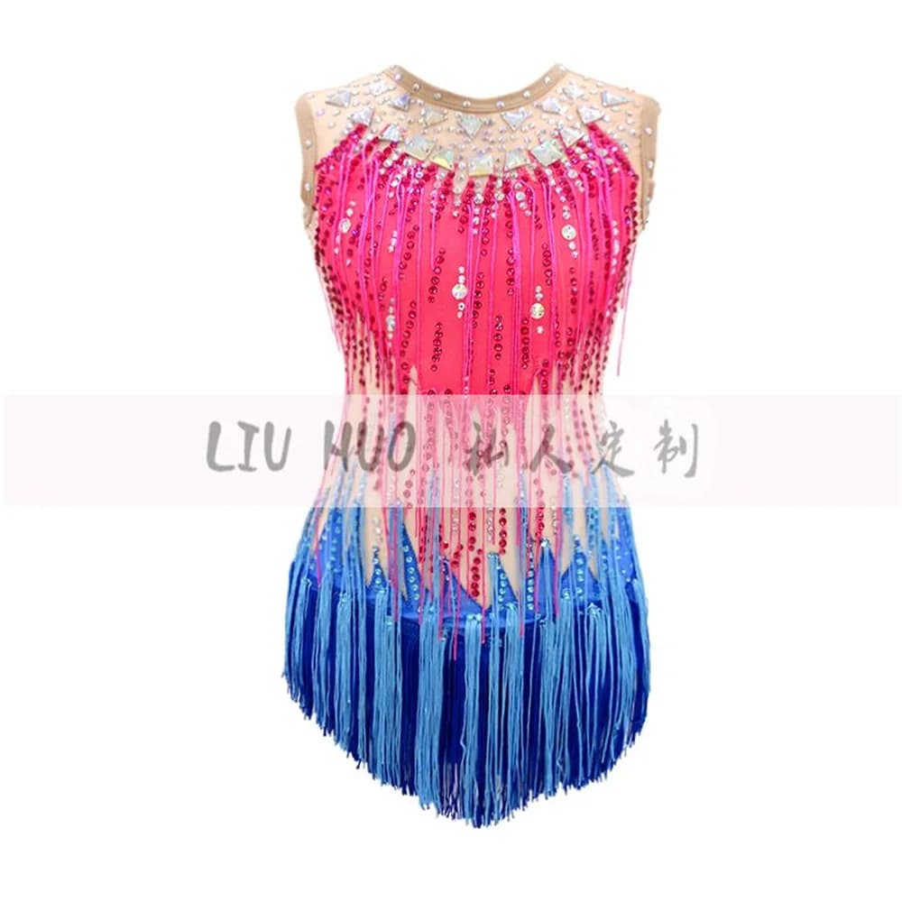 LIUHUO Vestito da Pattinaggio di Figura per Ragazze da Donna Adolescenti Prestazioni sul Ghiaccio Ginnastica Ritmica Concorso Body Danza Costume da Balletto