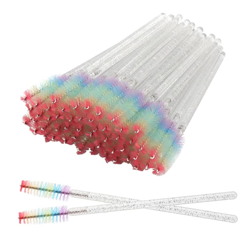 50pcs Disposable Crystal Eyelash Makeup Brush Eyebrow Lifting Comb Spoolie Brushes Mascara Wands Applicator Lash Extension Tool
