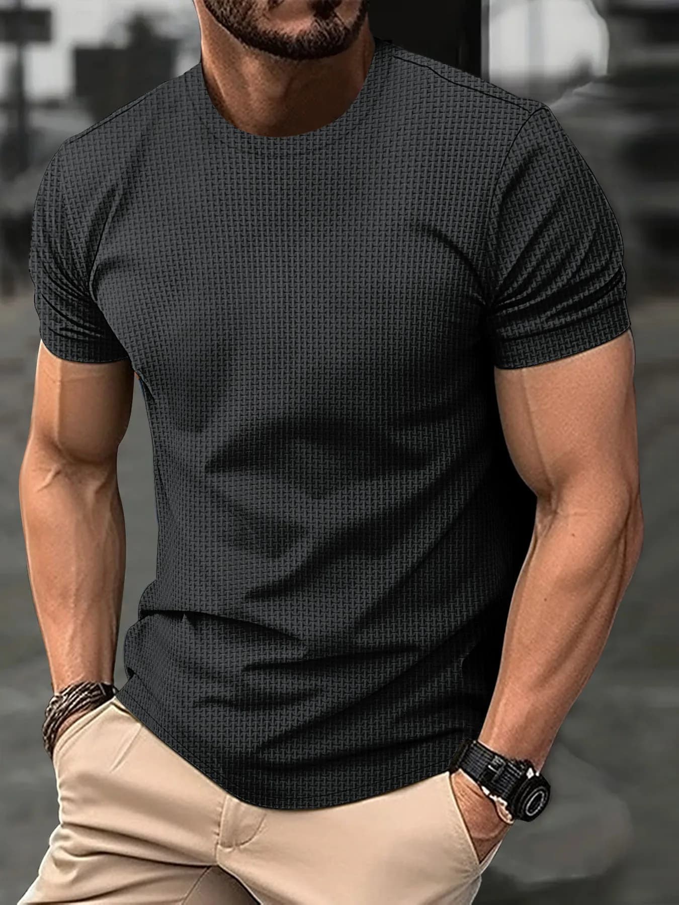 2024 dei nuovi uomini di estate high-end maglia di seta del ghiaccio girocollo manica corta acrilico antirughe traspirante high street POLO camicia
