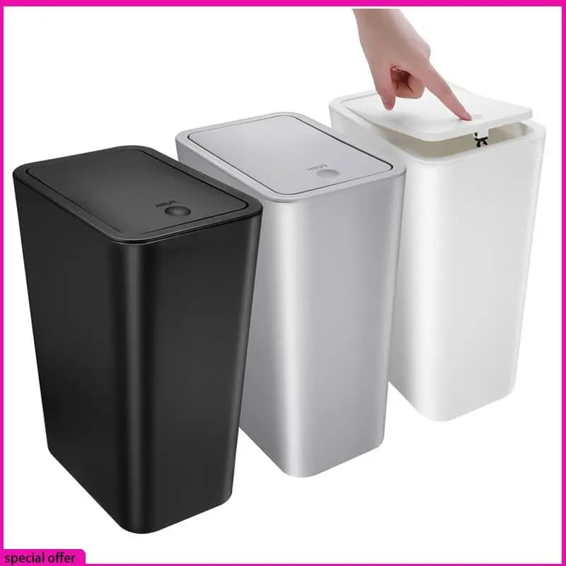 A65Z 3 pezzi piccola pattumiera da bagno con coperchio - bidone della spazzatura sottile da 2,6 galloni per cucina/camera da letto/ufficio/dormitorio durevole facile da usare
