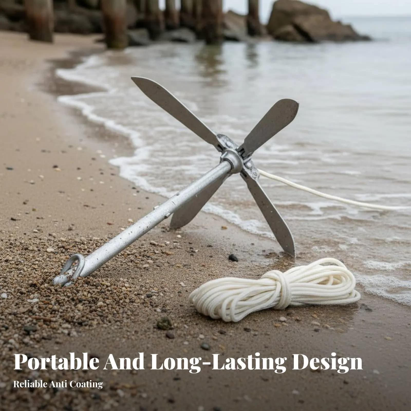 Lotus Anchor Foldable Carbon Steel Boat Anchor Boating Equipment Lightweight High Strength for Kayakers, Fishing, Paddleboarding