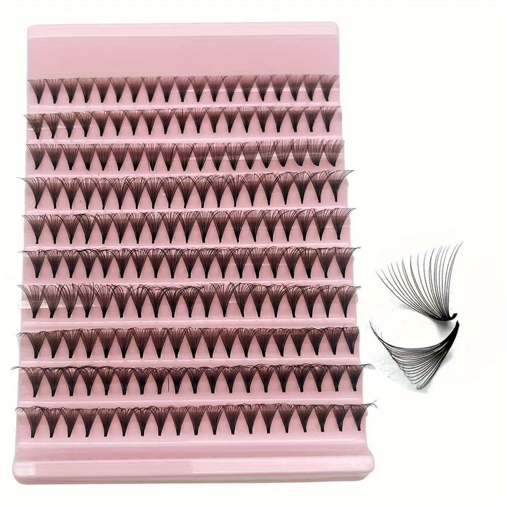 200 pz Setola Per Capelli Singoli 20D Forma A Ventaglio Addensato Auto- Innesto FAI DA TE Estensione Ciglia Misto 0.07D 14mm A-Root Naturale Sottile Comf