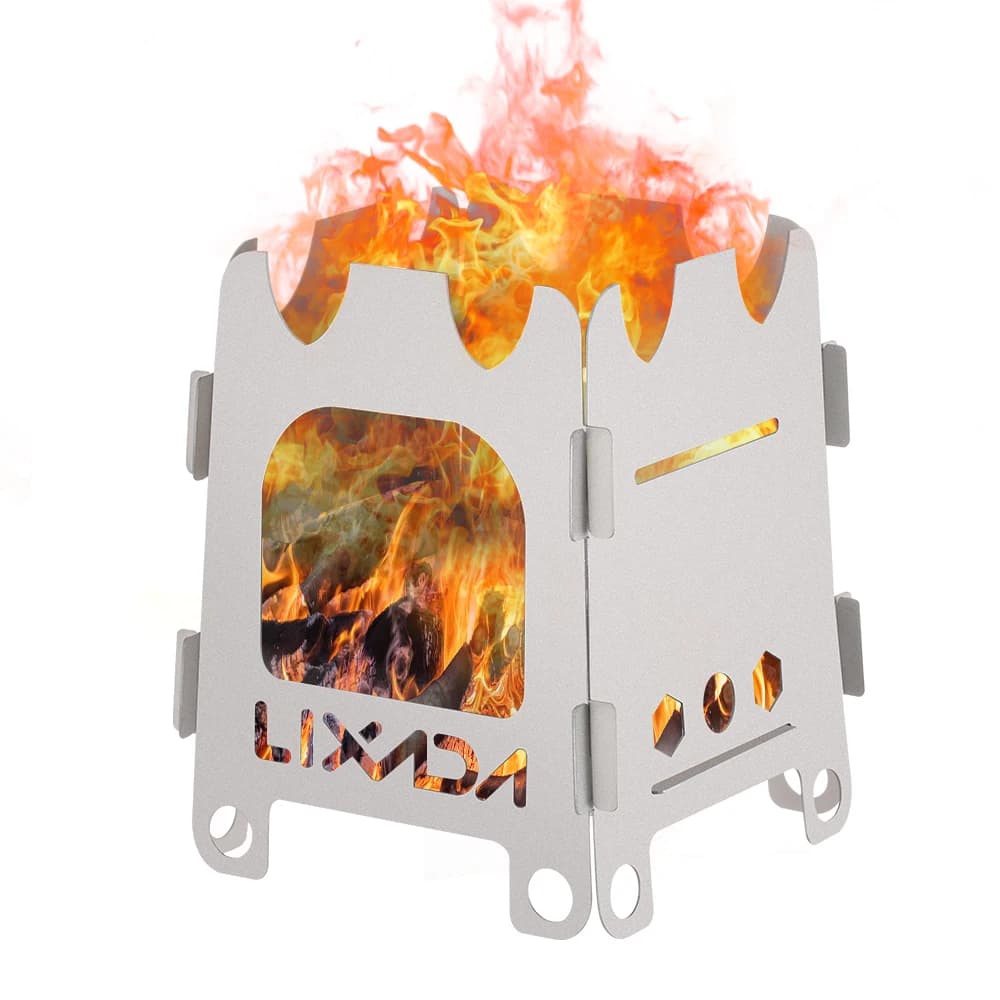 Lixada outdoor camping stove in titanium/stainless steel folding wood stove ultralight portable camping stove fishing hikingsmo