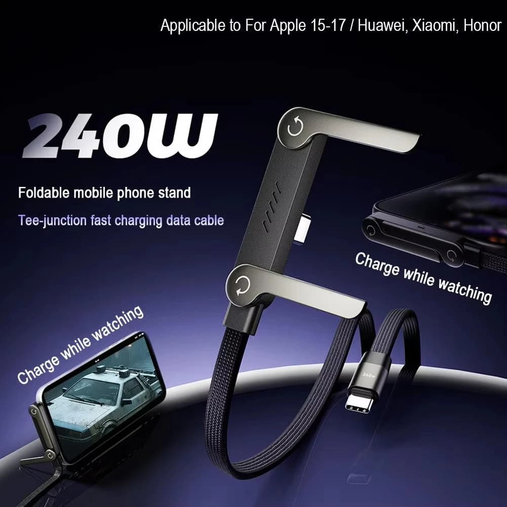 Cavo di ricarica per supporto da 240 W 2 in 1 con supporto per telefono per video di gioco compatibile per iPhone 15 16 17 pro max Huawei xiaomi