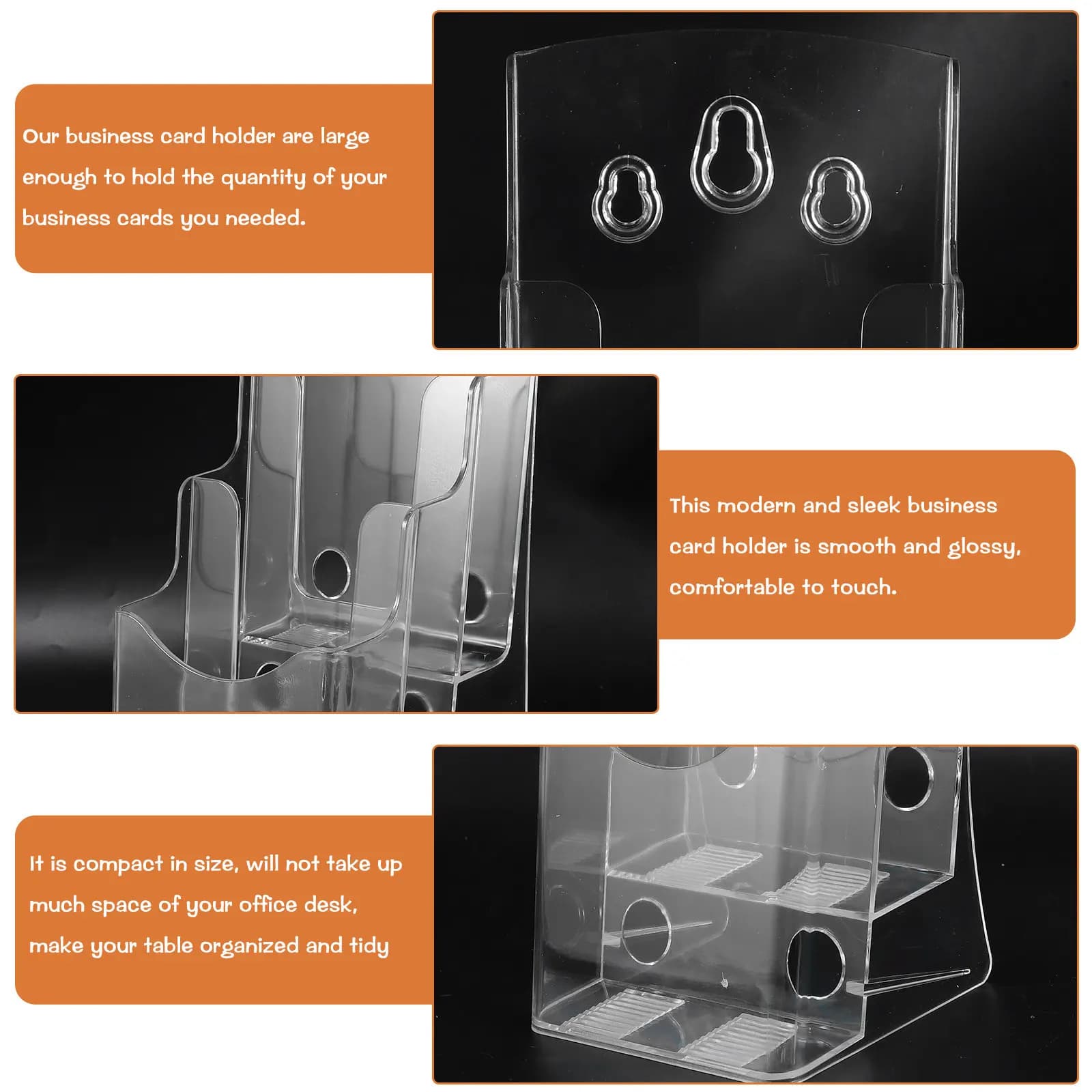 Porta Biglietti da Visita Moderno ed Elegante in Plastica Trasparente per Scrivania, Organizzatore Compatto, Espositore per Biglietti da Visita, Brochure e Volantini