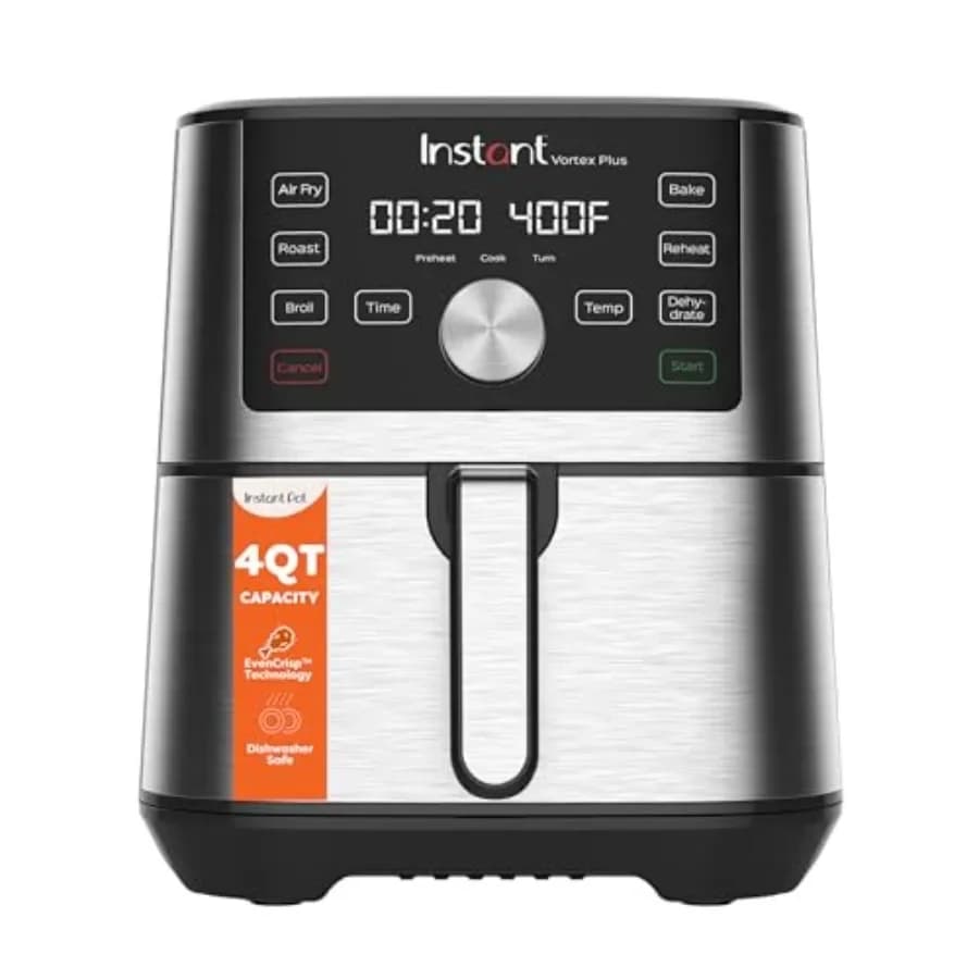 Vortex Plus - Friggitrice ad Aria Mini 5-in-1, Opzioni di Programma Personalizzabili, Frigge, Griglia, Arrostisce, Disidrata, Cuoce, Riscalda, Oltre 100 Ricette in App