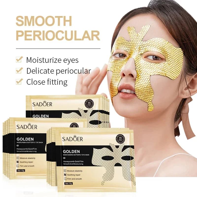 10 pcs SADOER Peptide Eye Mask To Gold Collagen Hydrating Ribbon Smooth Round Dark Curtain Eye Masks For Eyes Skin Care