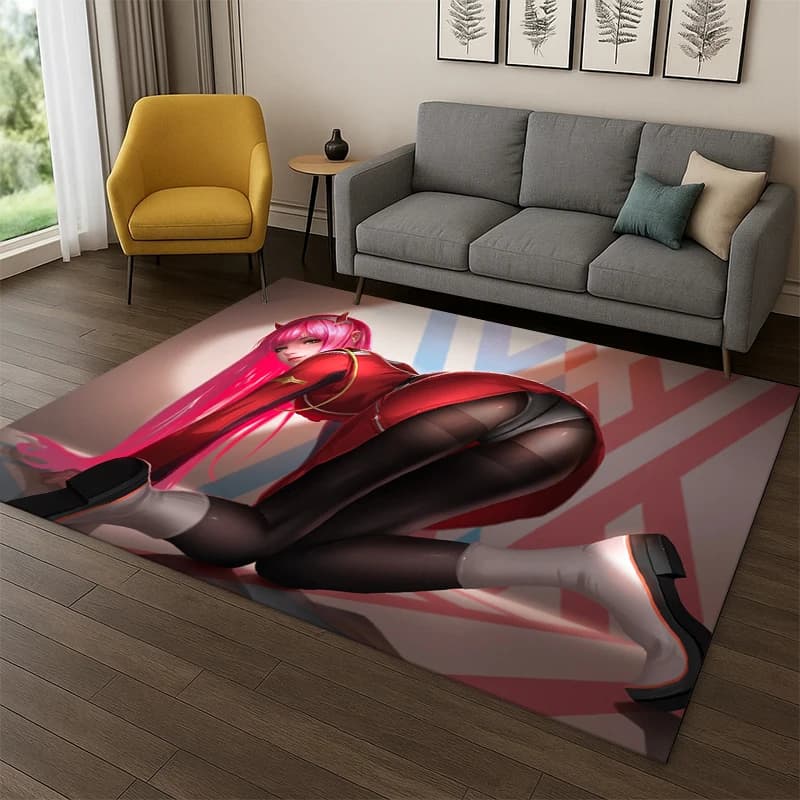 Sexy Girl Zero Two DARLING in FRANXX Cartoon Carpet Rug for Bedroom Living Room Sofa Doormat Home Decor,Kid Area Rug Non-slip