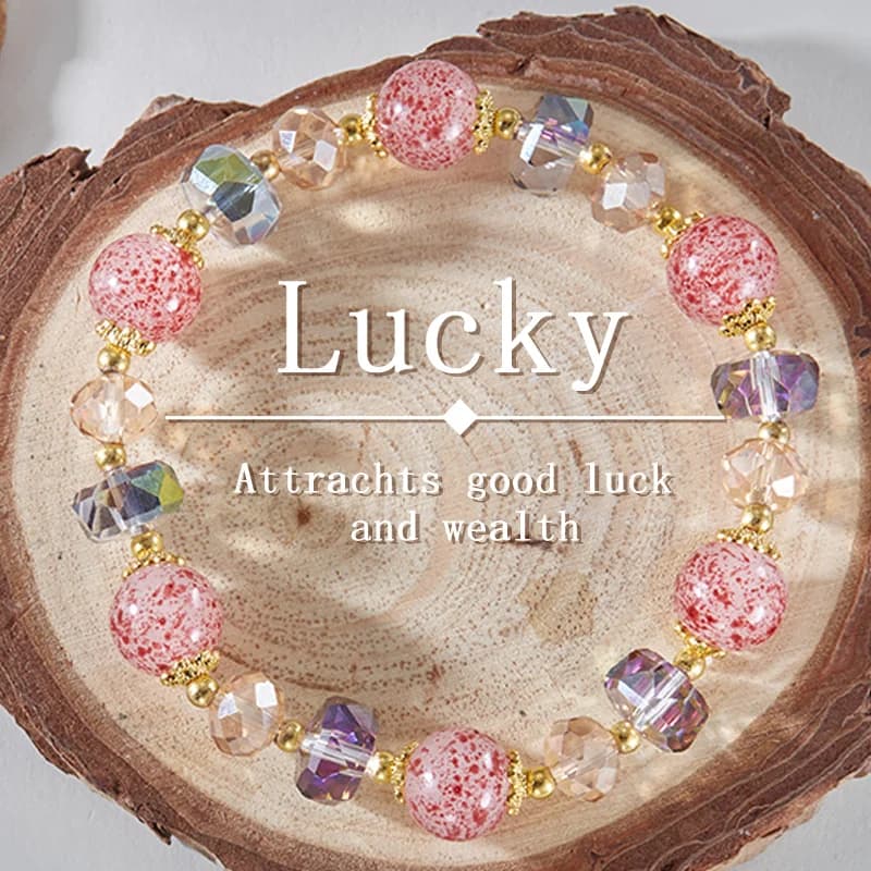 Braccialetti di cristallo di fragola naturale di moda per le donne Braccialetti elastici con perline di lusso rosa chiaro Regalo di gioielli per feste