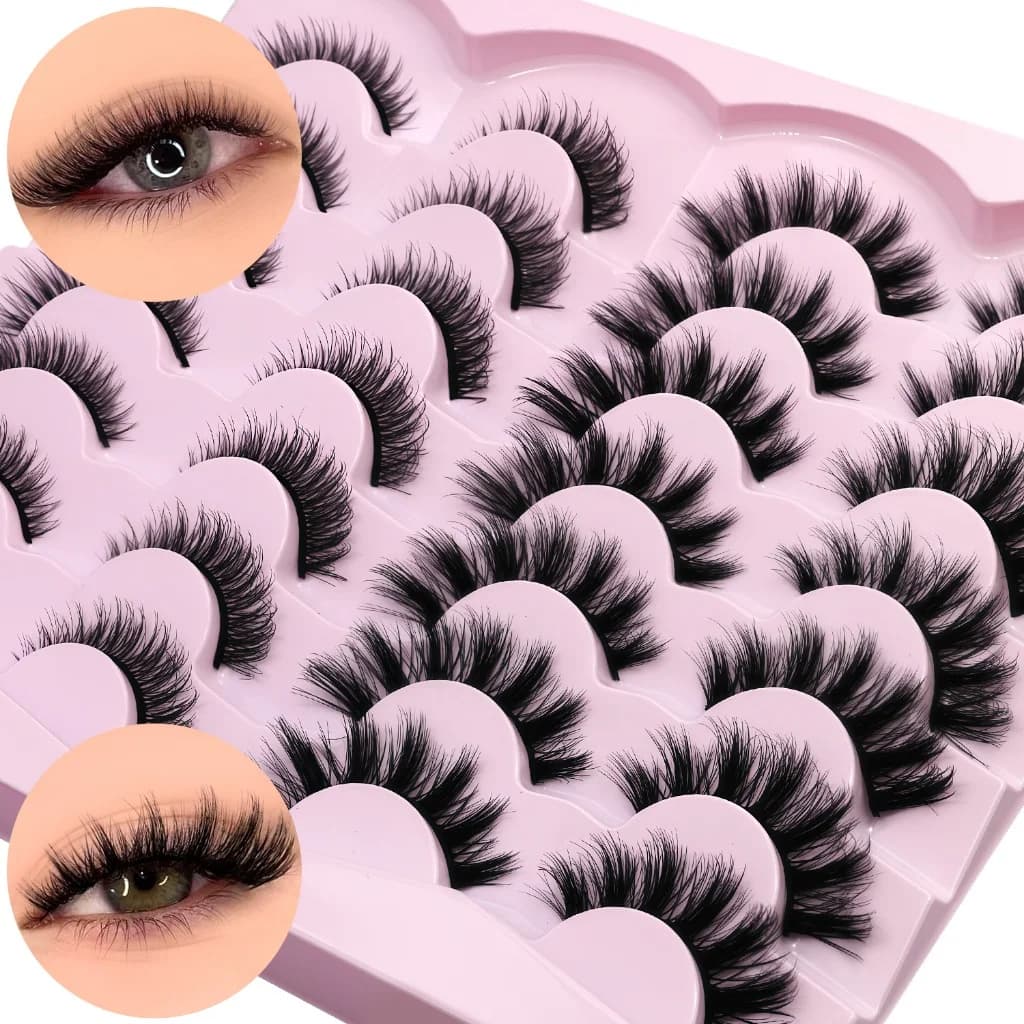 VELTRINAY Ciglia finte effetto occhi di gatto, naturali, corte, voluminose, 3D, in visone sintetico, a striscia, per trucco