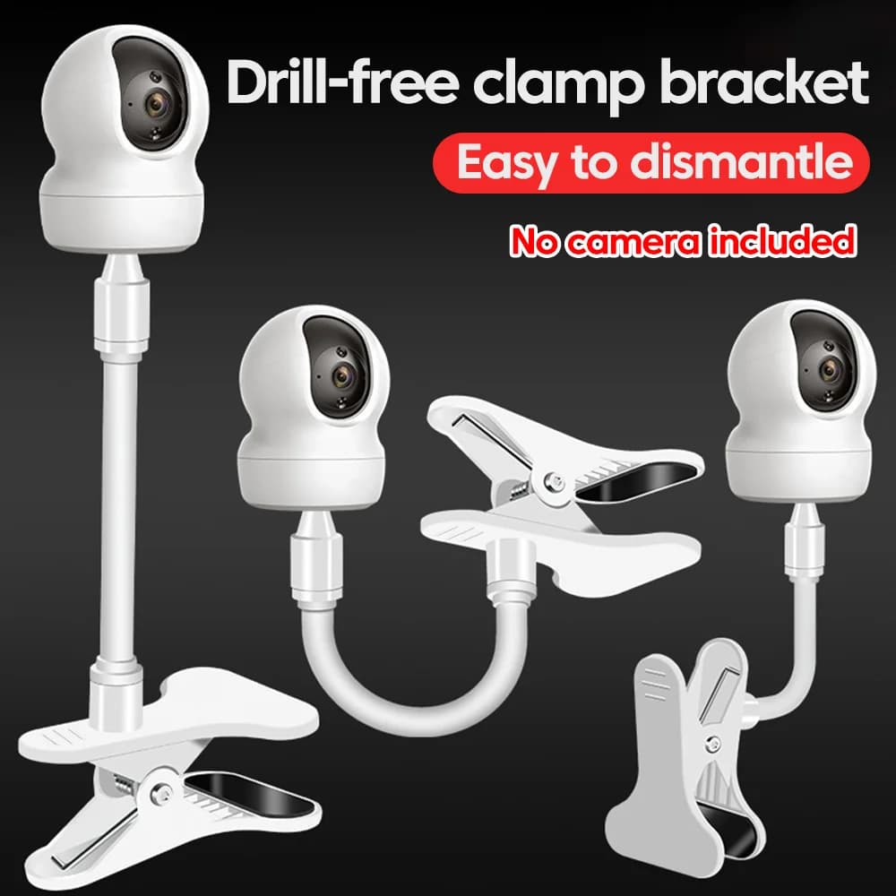 Protable Flexible Clip Punching-free Mount Stand Bendable Home Webcam Holder For Universal 1/4'' Screw Baby Monitor Bracket Base