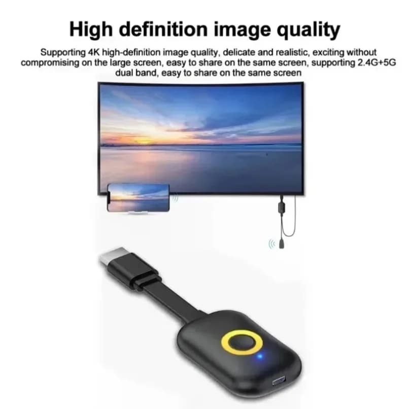 4K Ultra HD Wireless HDMI Compatible Display Dongle Dual Band 2.4G 5G Screen Mirroring For TV Projector Phone PC Laptop Use