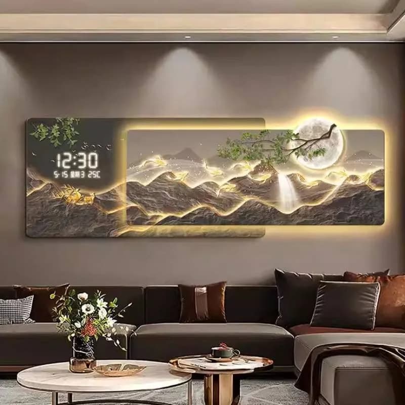 Upgrade Night Light Wall Clock Fashion Unique Big Nordic Modern Digital Clock Living Room Design Horloge Murale Room Decorations